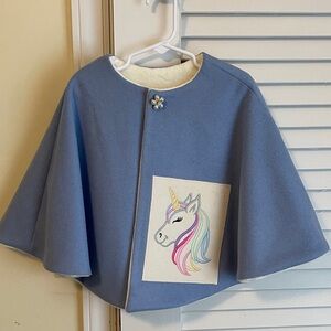 Enchanting Blue Unicorn Kids Cape